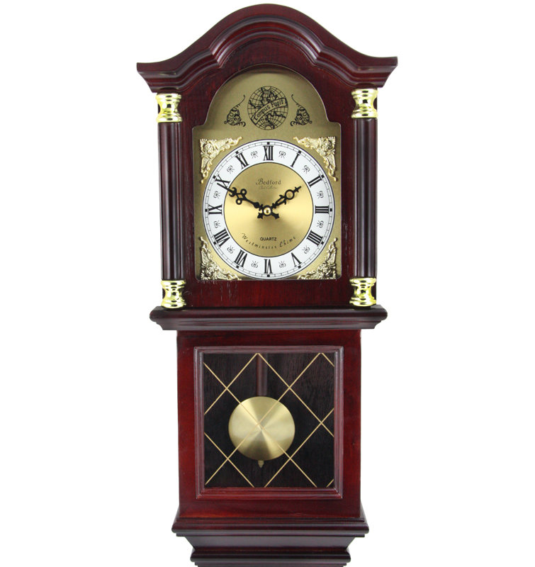 Bedford Clock Classic Chiming Wall Clock with Swinging Pendulum